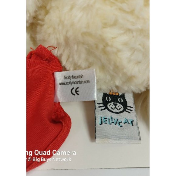 JellyCat 16" Slackajack Cream Fur Bunny Rabbit Plush & Red "Up Late @ STATE" Tee - Picture 12 of 12